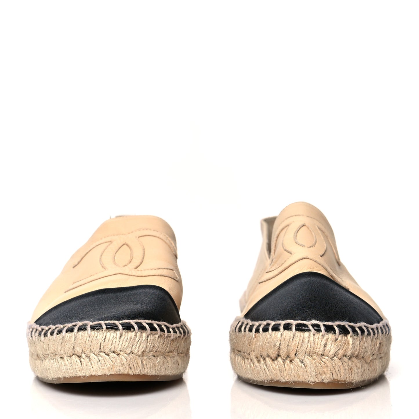 Lambskin CC Espadrilles 41 Beige Black
