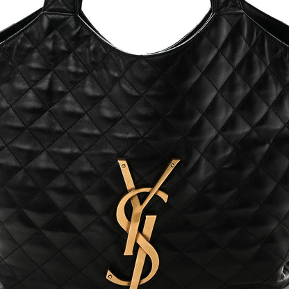 Saint Laurent Lambskin Quilted Maxi Icare Shopping Tote Black 8 of 11