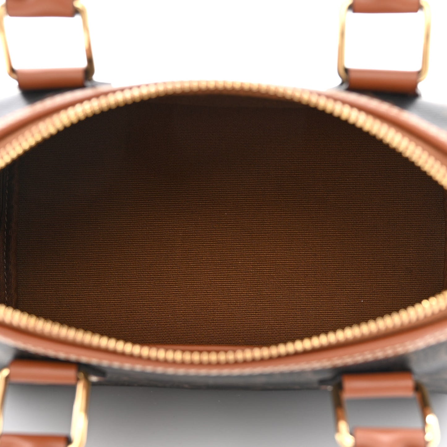 Triomphe Canvas Calfskin Small Boston Bag Tan