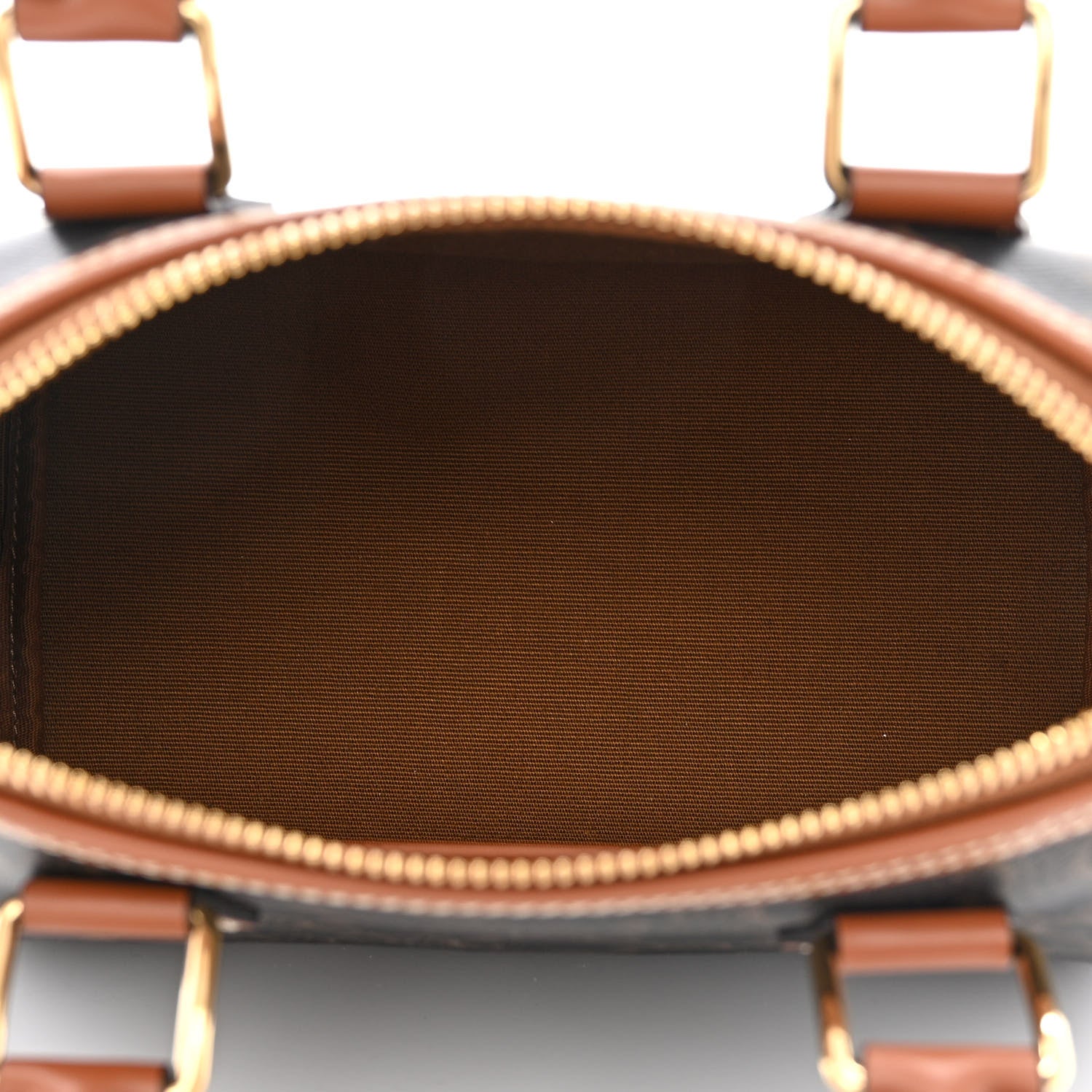 Celine Triomphe Canvas Calfskin Small Boston Bag Tan 5 of 10