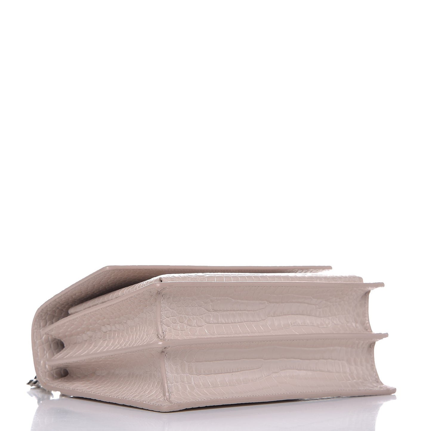 Calfskin Crocodile Embossed Medium Monogram Sunset Powder Pink