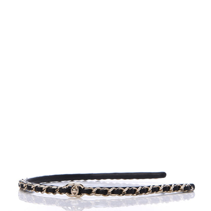 Chanel Metal Lambskin CC Turnlock Chain Headband Gold Black 4 of 6