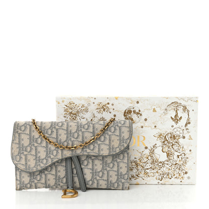 Christian Dior Oblique Saddle Chain Long Wallet Grey 14 of 14