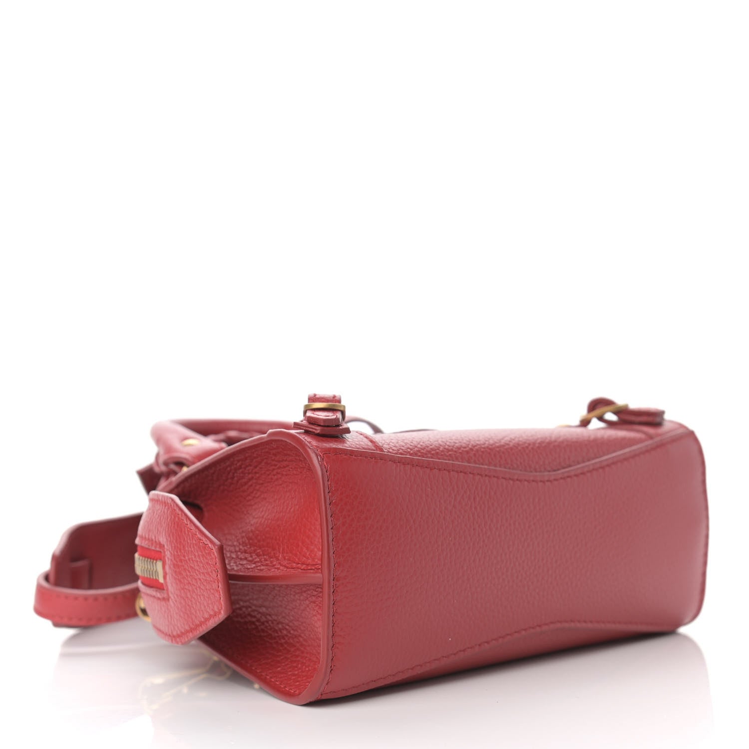 Balenciaga Grained Calfskin Neo Classic Gold Hardware Nano City Crossbody Medium Red 4 of 10