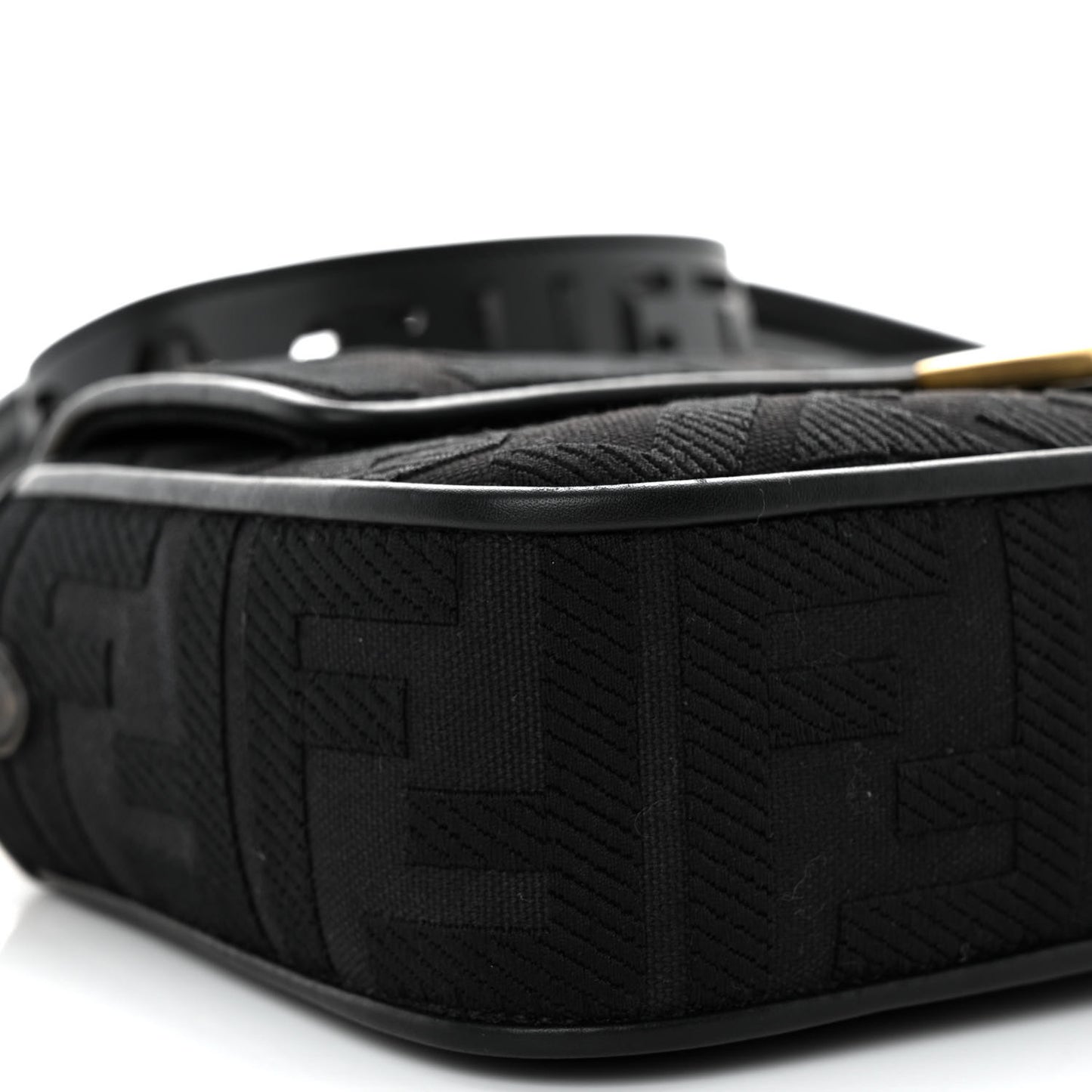 Canvas Vitello King Extra Strap FF Embroidered Baguette Black