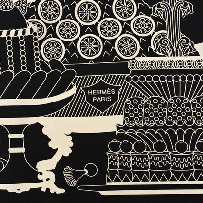 Hermes Silk La Patisserie Francaise Scarf 90 Black Creme 2 of 3