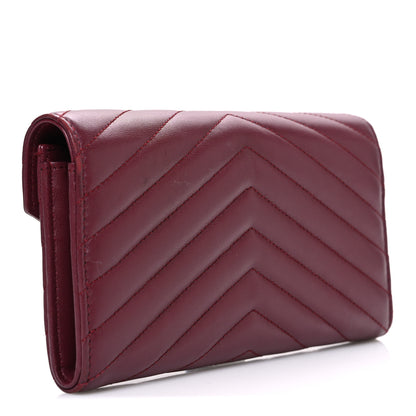 Saint Laurent Calfskin Matelasse Chevron Monogram Flap Wallet Dark Bordeaux 3 of 8