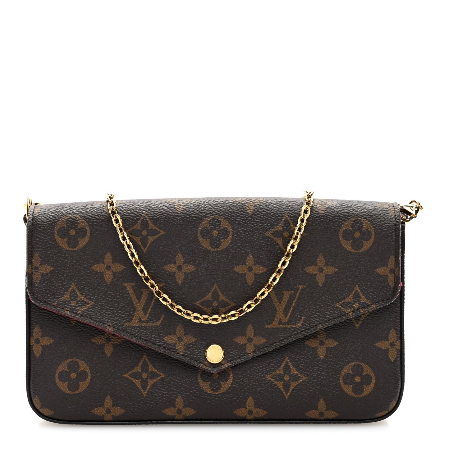 Monogram Pochette Felicie Chain Wallet Fuchsia