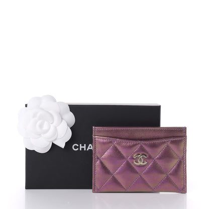 Chanel Iridescent Lambskin Quilted Card Holder Purple 9 of 9