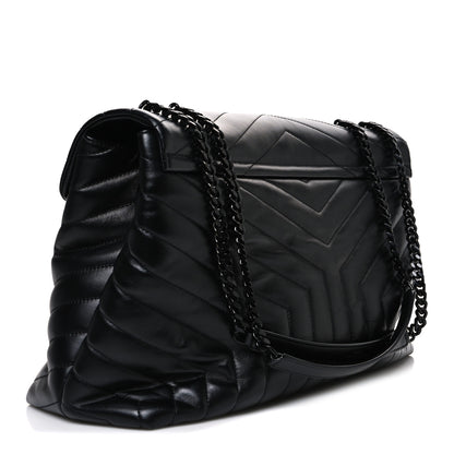 Saint Laurent Calfskin Y Quilted Monogram Monochrome Large Loulou Chain Satchel Black 2 of 9