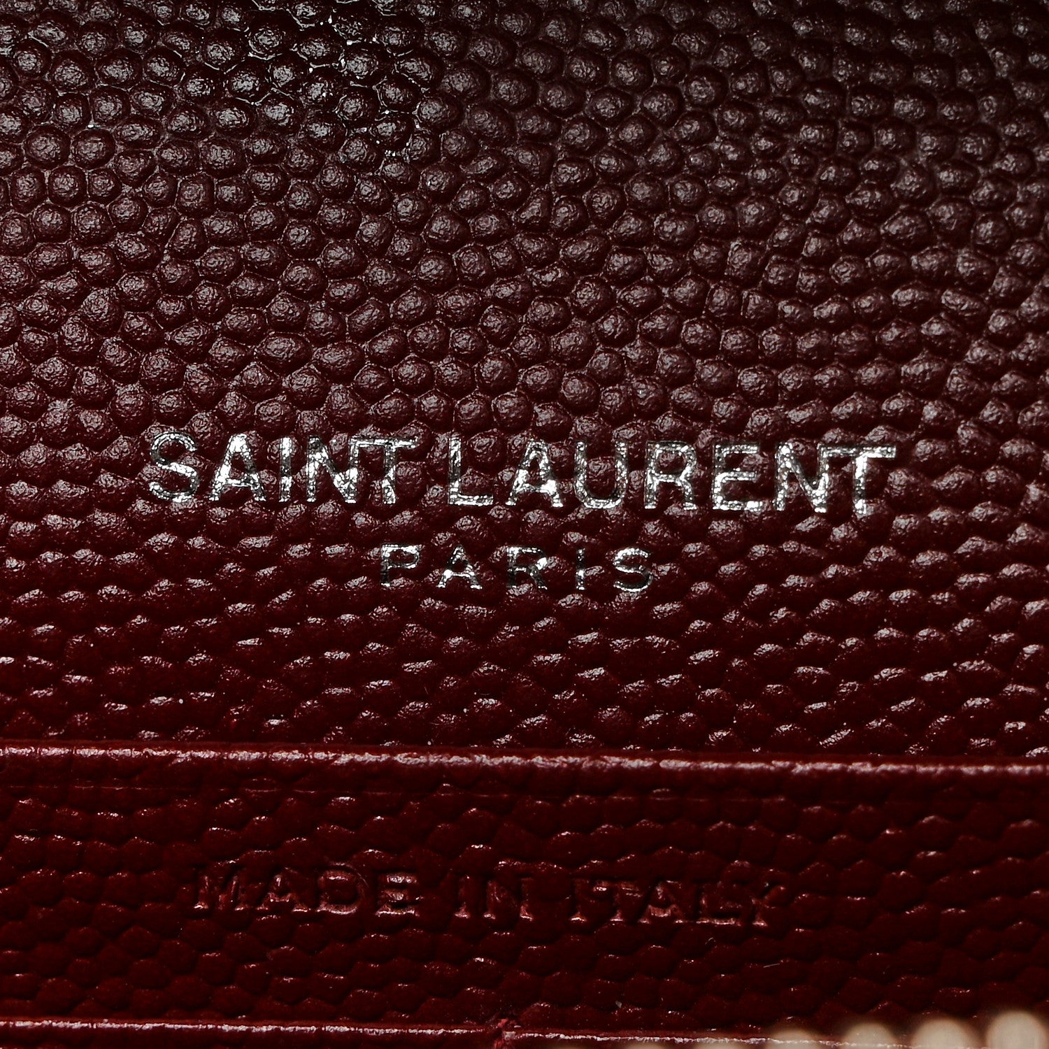 Saint Laurent Grain De Poudre Matelasse Chevron Monogram Chain Wallet Palissandre 6 of 11