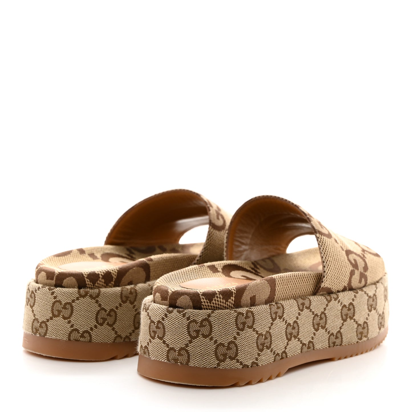 Monogram Maxi GG Angelina Platform 55mm Slide Sandals 36.5 Camel Ebony