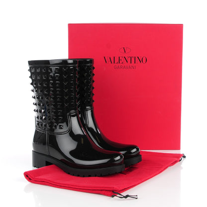 Valentino Garavani Rubber Rockstud Short Rainboots 39 Black 6 of 7