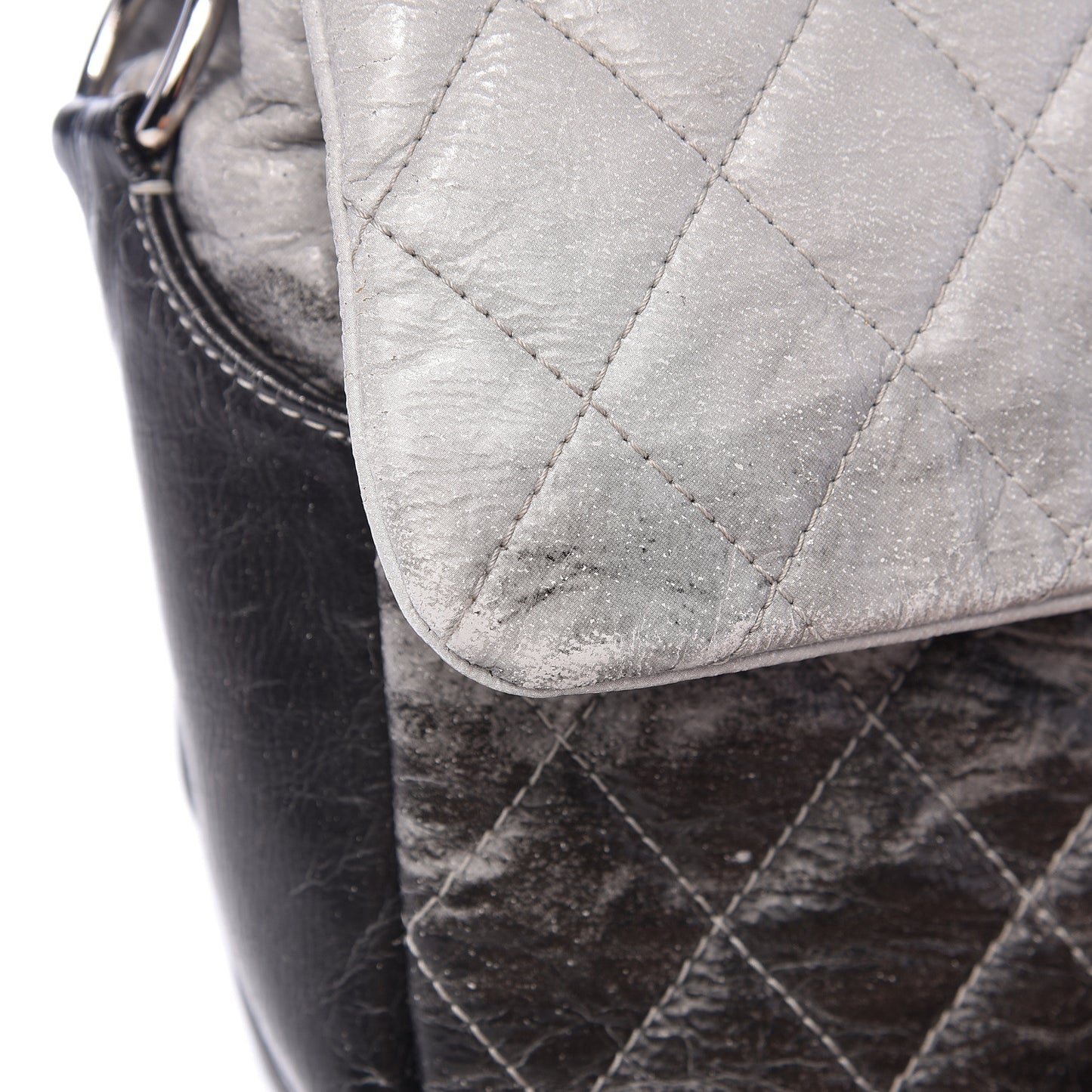 Vinyl Quilted Jumbo Melrose Degrade Flap Black