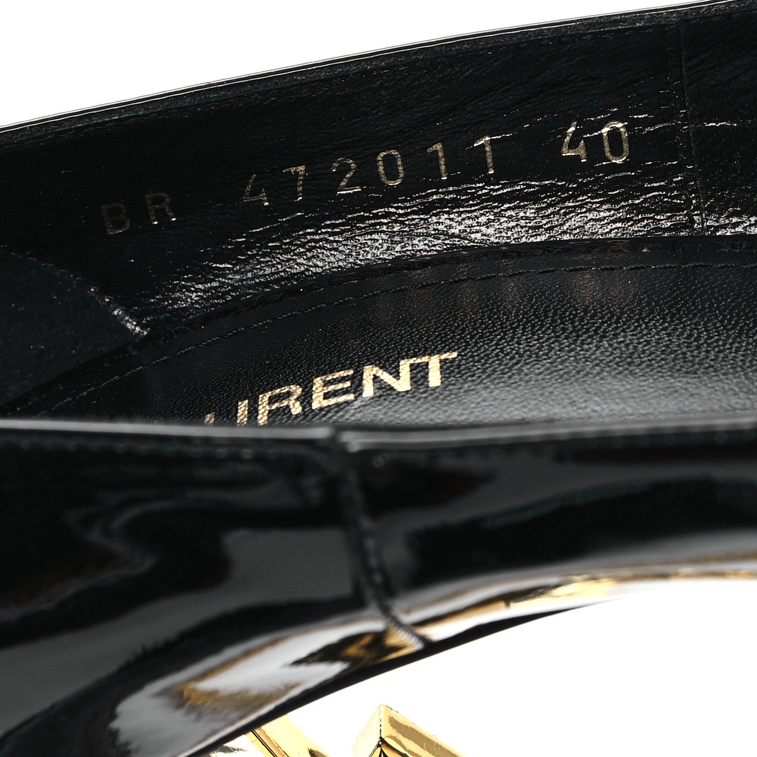 Saint Laurent Vernice Chiffon Opyum 110 Pumps  40 Black Gold 9 of 10