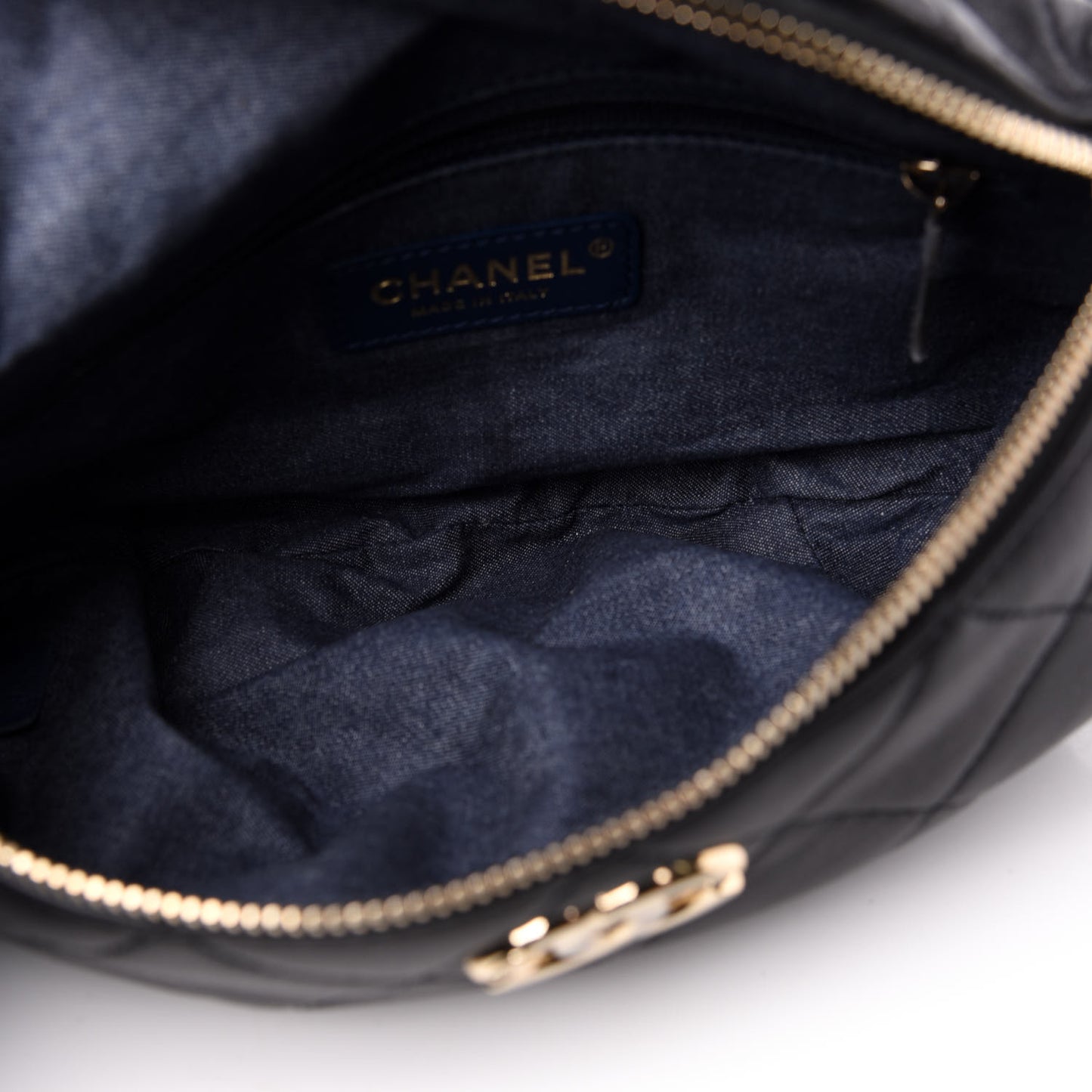 Lambskin Quilted Waist Belt Bag Black