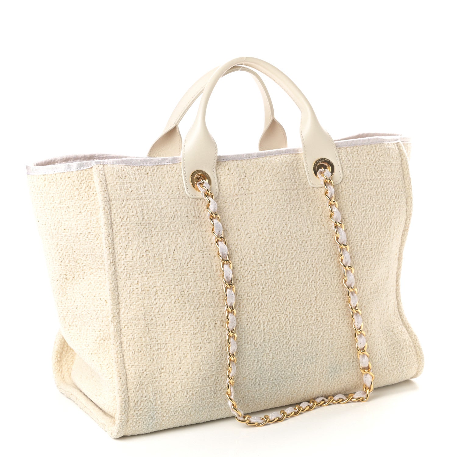 Chanel Lurex Boucle Medium Deauville Tote White 3 of 10
