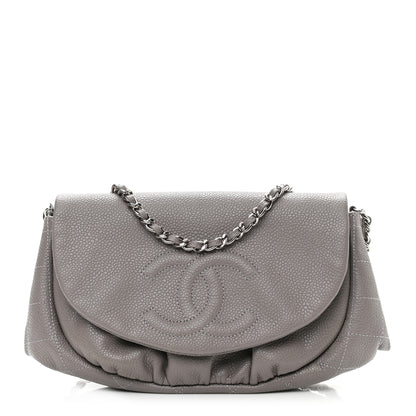 Chanel Caviar Half Moon Wallet On Chain WOC Light Grey 1 of 12