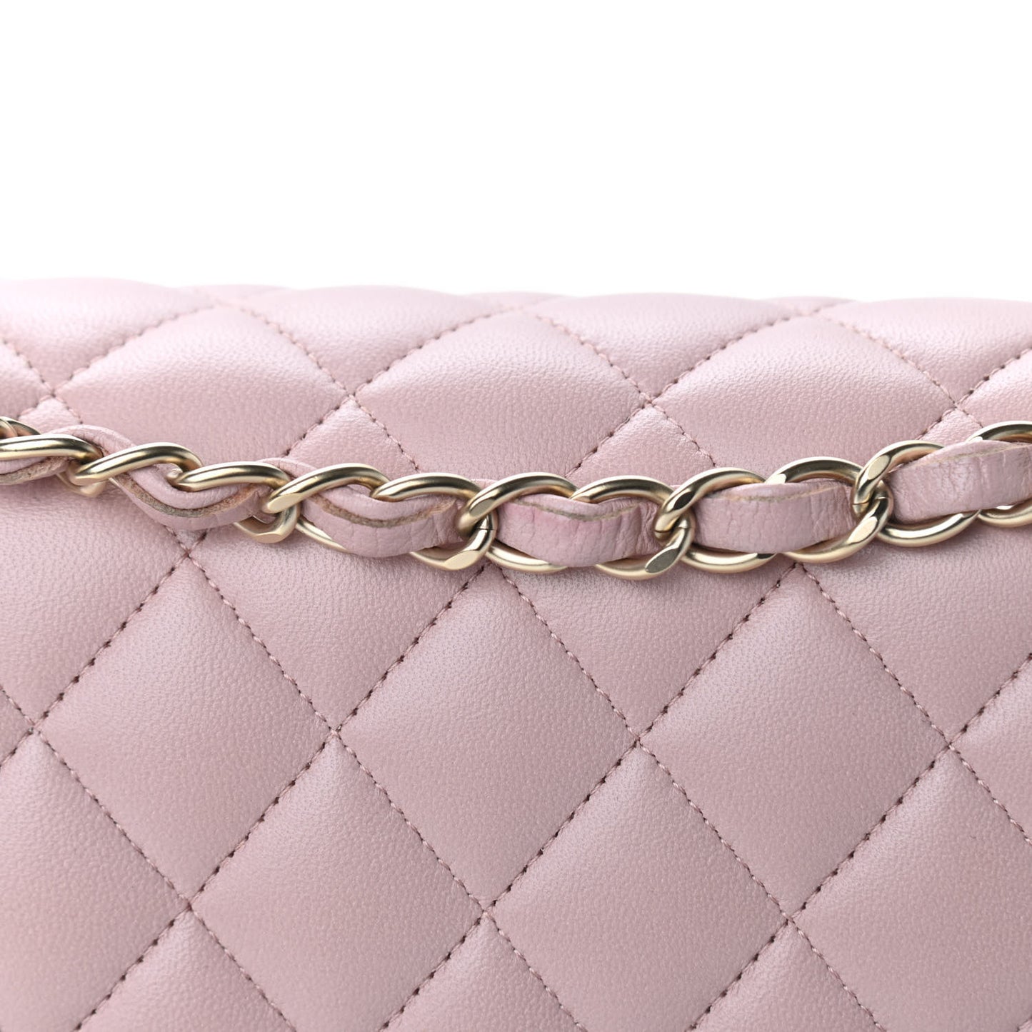 Lambskin Quilted Medium Double Flap Light Pink