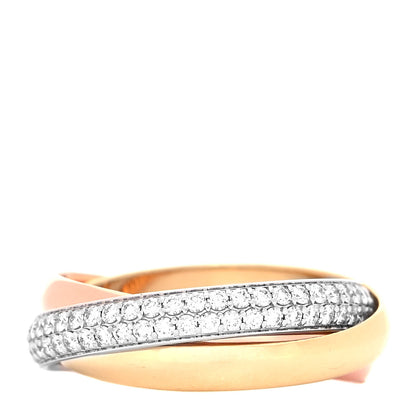 Cartier 18K White Yellow Pink Gold Diamond Small Trinity Paved Ring 48 4.5 1 of 5