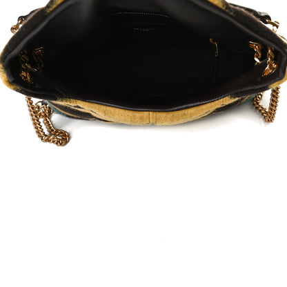 Saint Laurent Tie Dye Wool Quilted Small Loulou Puffer Monogram Chain Satchel Yellow Pacific Blue Dark Pecan 5 of 21