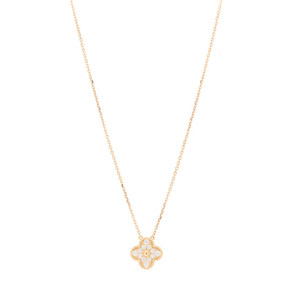 Van Cleef & Arpels 18K Rose Gold Diamond Vintage Alhambra Pendant Necklace 1 of 7
