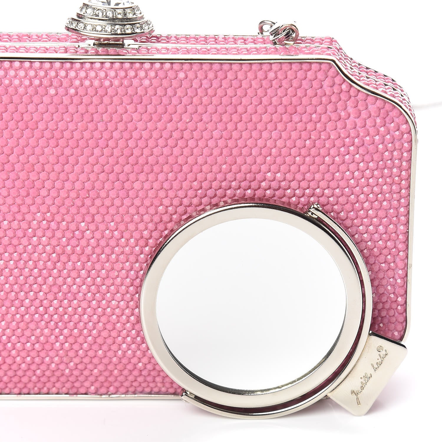 Judith Leiber Swarovski Crystal Minaudiere Clutch Pink 9 of 11