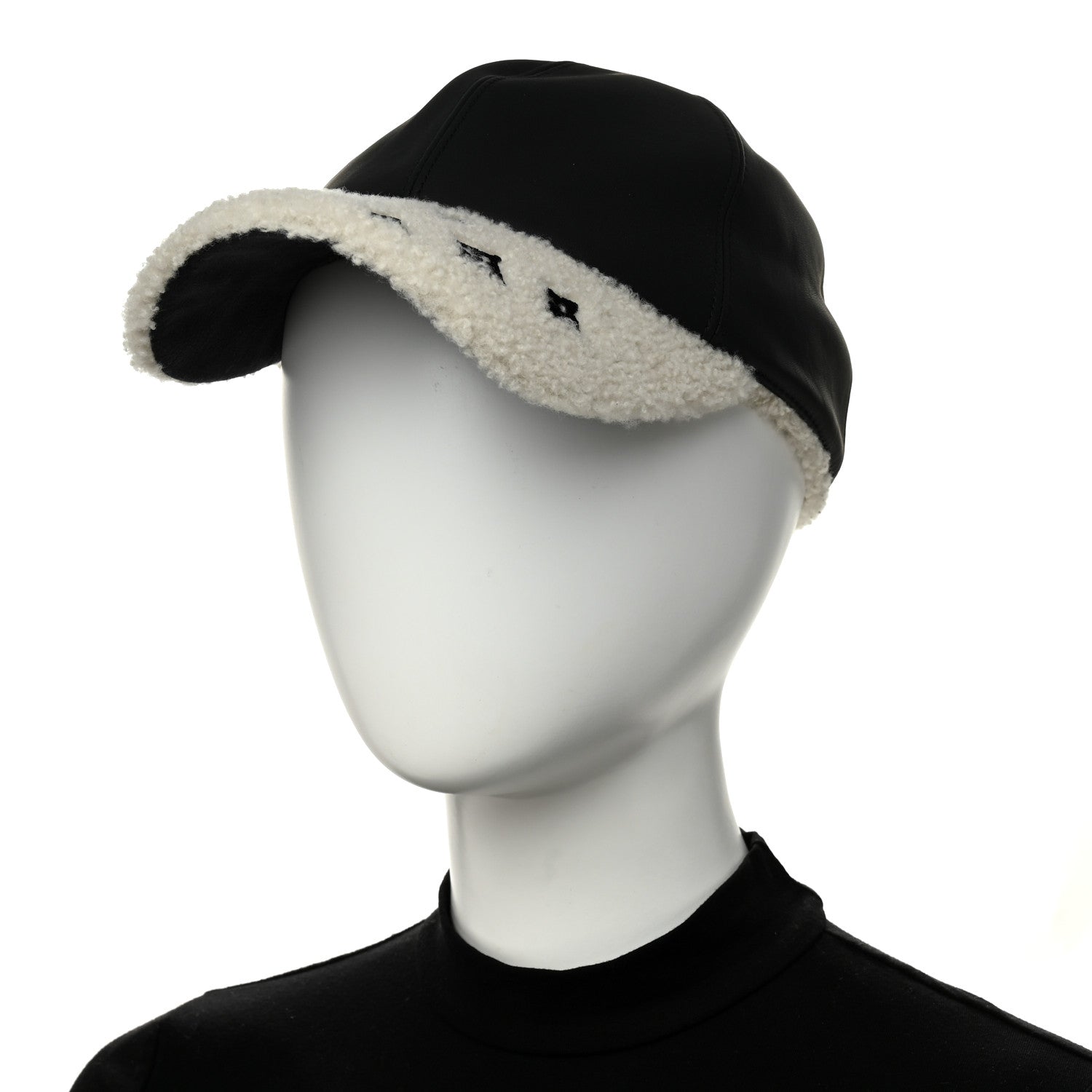 Louis Vuitton Calfskin Shearling Monogram Cap L Black 2 of 8
