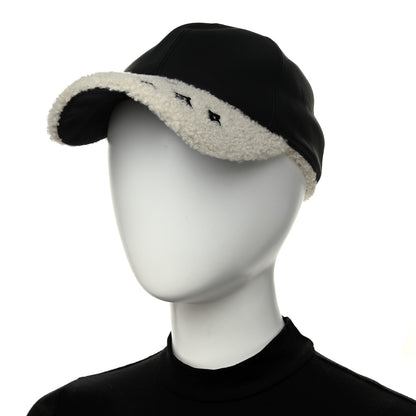 Louis Vuitton Calfskin Shearling Monogram Cap L Black 2 of 8