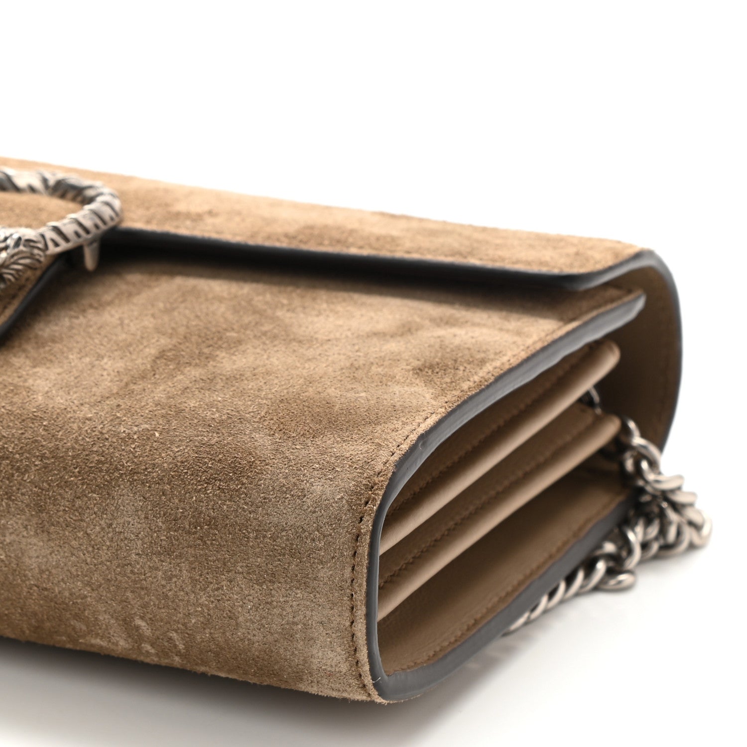 Gucci Suede Mini Dionysus Chain Wallet Taupe 11 of 11
