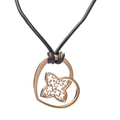 Louis Vuitton 18K Rose Gold Leather Coeur Heart Pendant Necklace 4 of 5