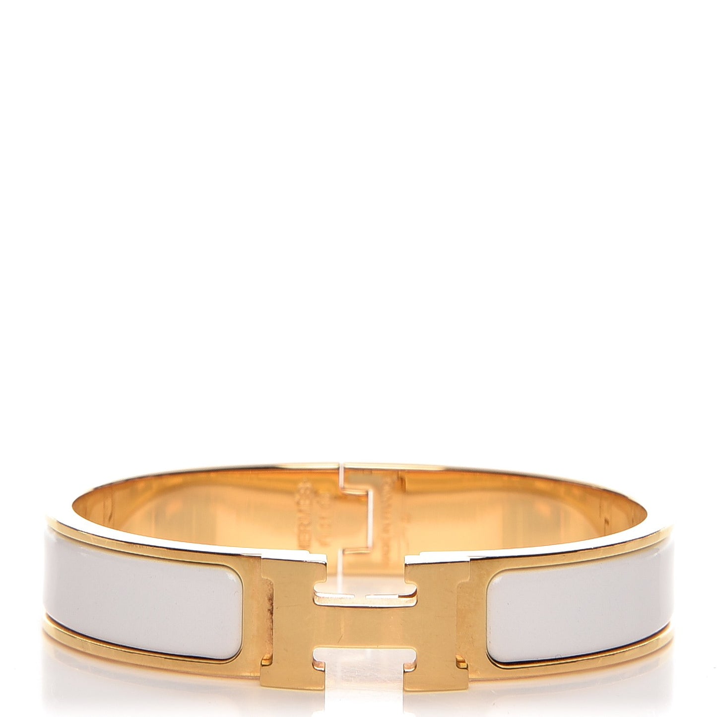 Enamel Narrow Clic Clac H Bracelet PM White