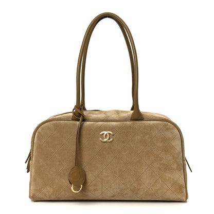 Chanel Suede Calfskin Large Perfect Bowling Bag Dark Beige 2 of 18