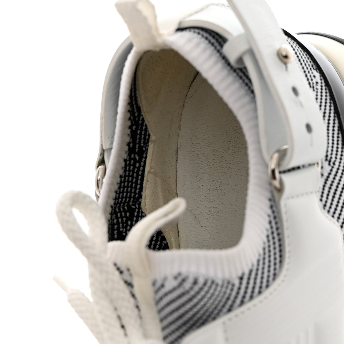 Calfskin Womens Athlete Sneakers 38.5 White Multicolor