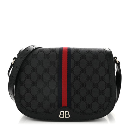 Gucci X BALENCIAGA BB Supreme Monogram Web Ophidia Shoulder Bag Black 1 of 11