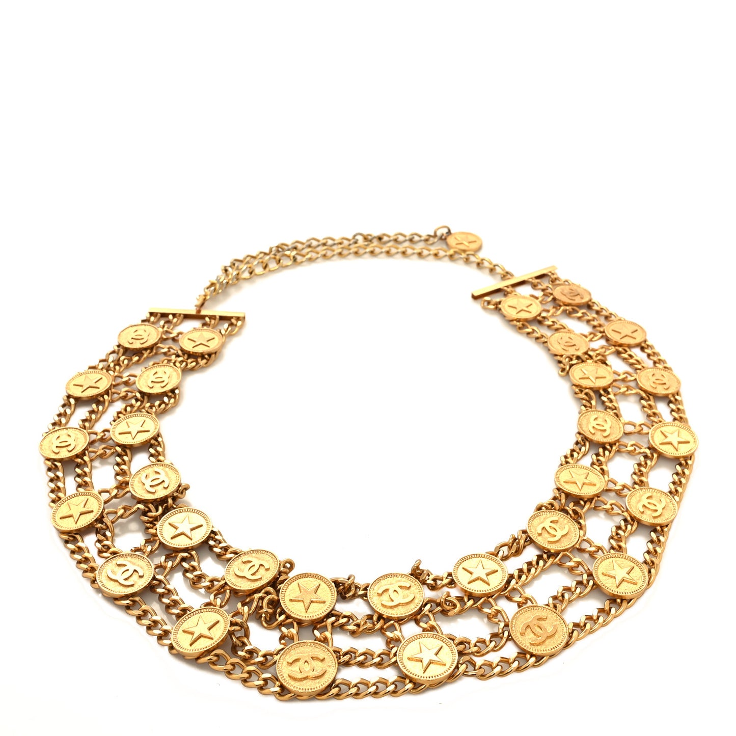 Chain Wide CC Star Medallion Belt Gold