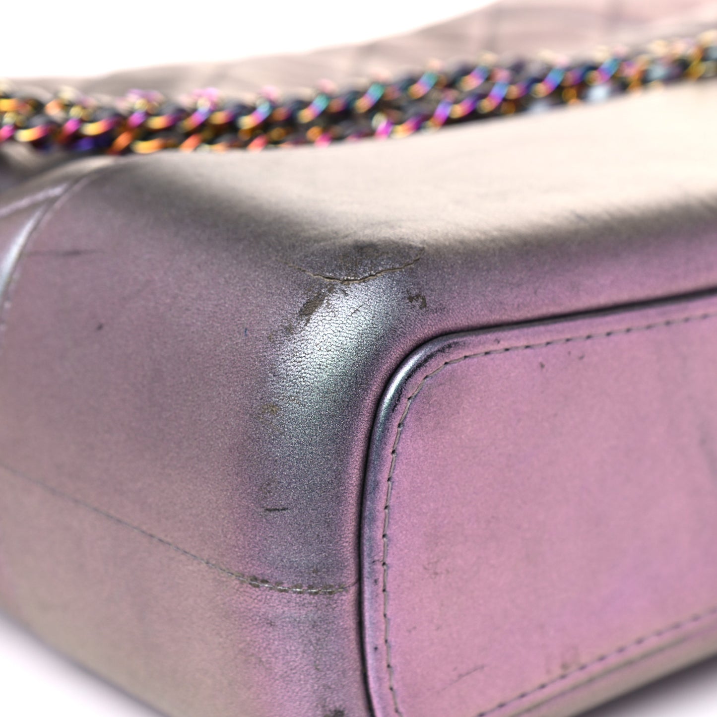 Iridescent Lambskin Calfskin Quilted Medium Gabrielle Hobo Light Purple