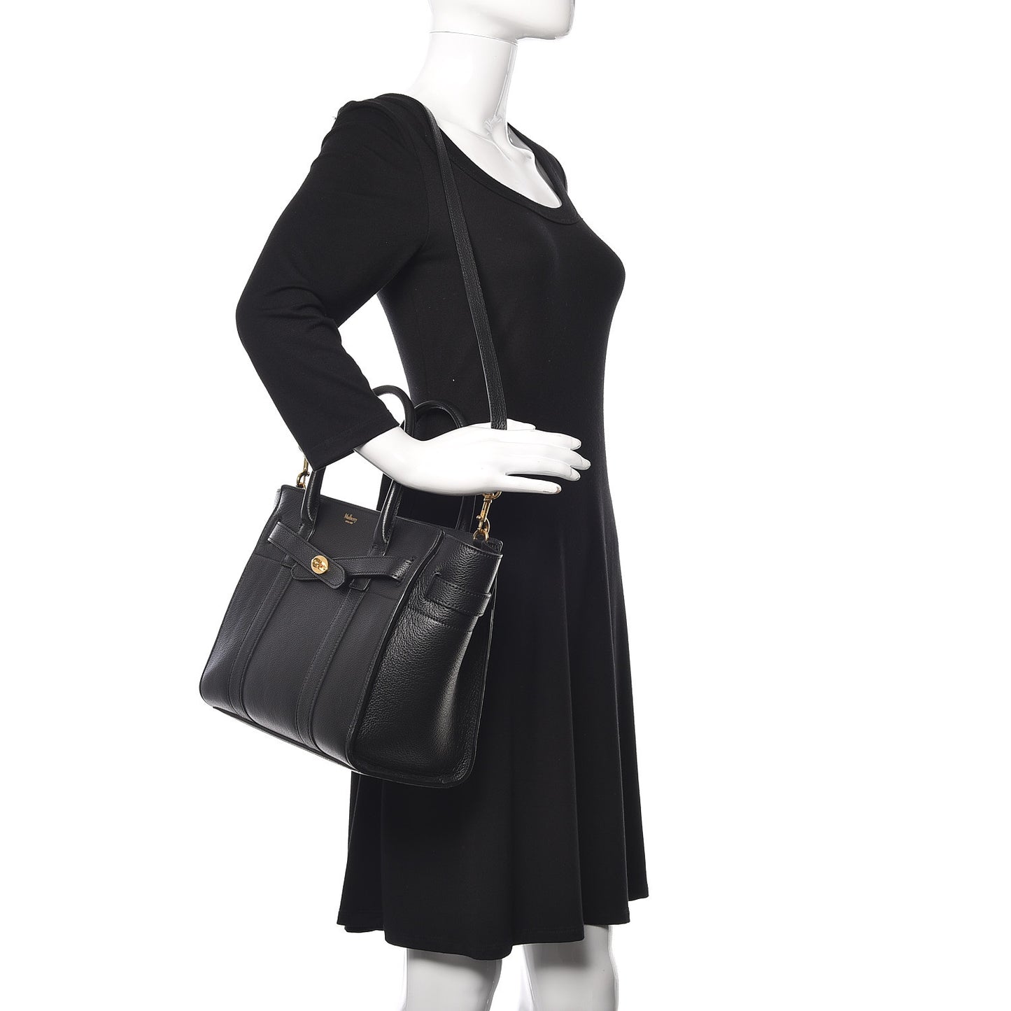Classic Grain Small Bayswater Zip Tote Black