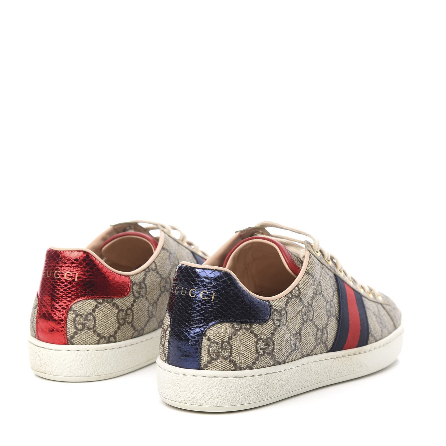 GG Supreme Monogram Womens Ace Low-Top Sneaker 38.5 Beige