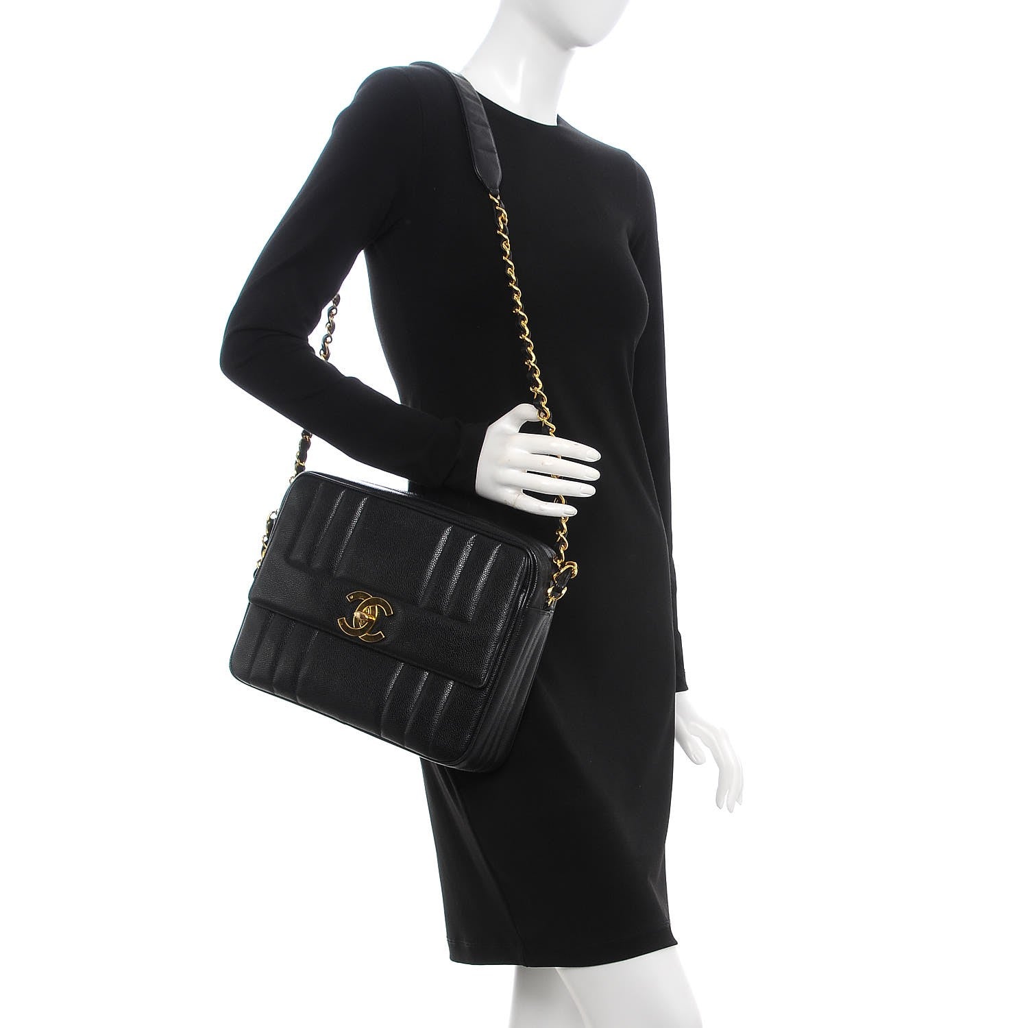 Chanel Caviar Vertical Quilt Camera Bag Black 2 of 11