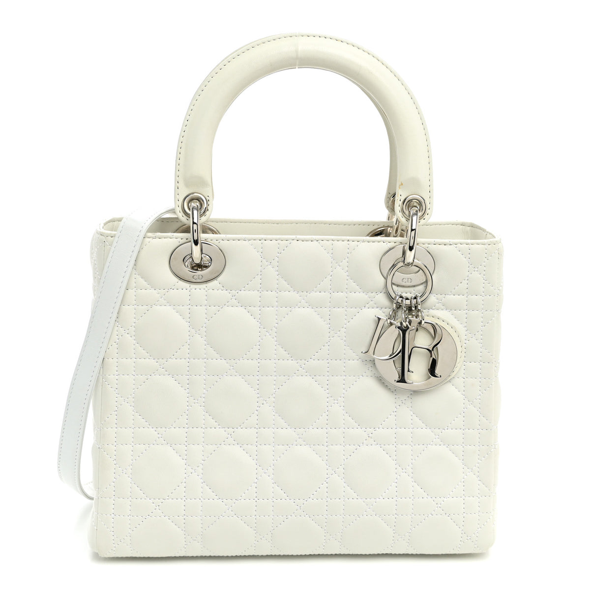 Christian Dior Lambskin Cannage Medium Lady Dior White 1 of 12
