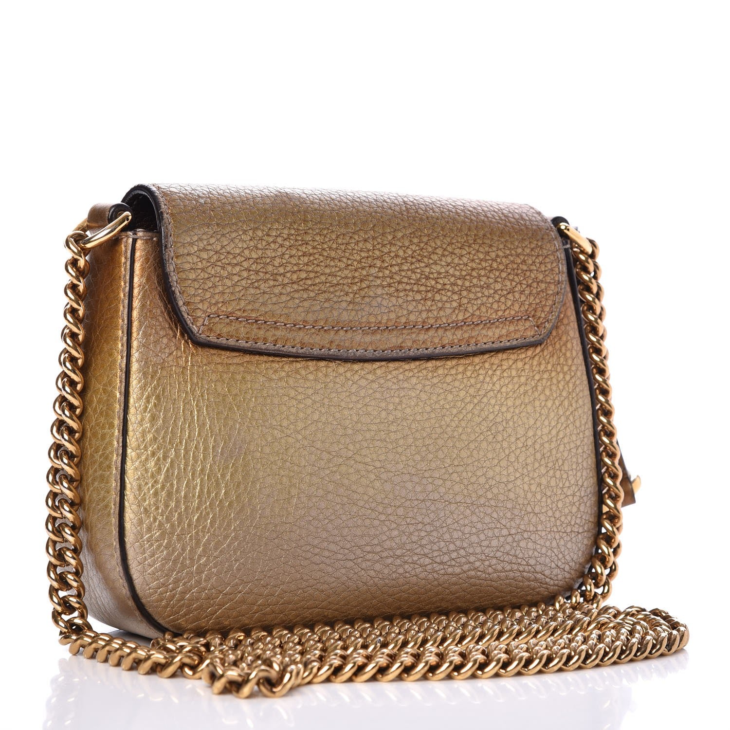 Gucci Metallic Pebbled Calfskin Small Soho Flap Crossbody Gold Ombre 3 of 12