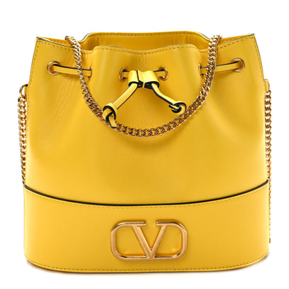 Valentino Garavani Nappa Mini VLogo Signature Chain Bucket Bag Bright Lemon 1 of 8