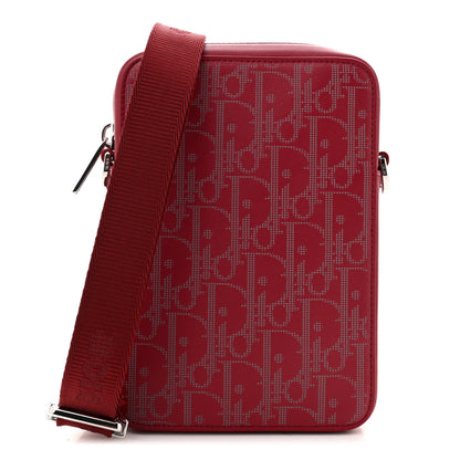 Christian Dior Calfskin Oblique Galaxy Perforated World Tour Messenger Pouch Red White 1 of 10