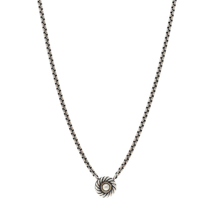 David Yurman Sterling Silver 14K Yellow Gold Pearl 12mm Cookie Pendant Necklace 1 of 4