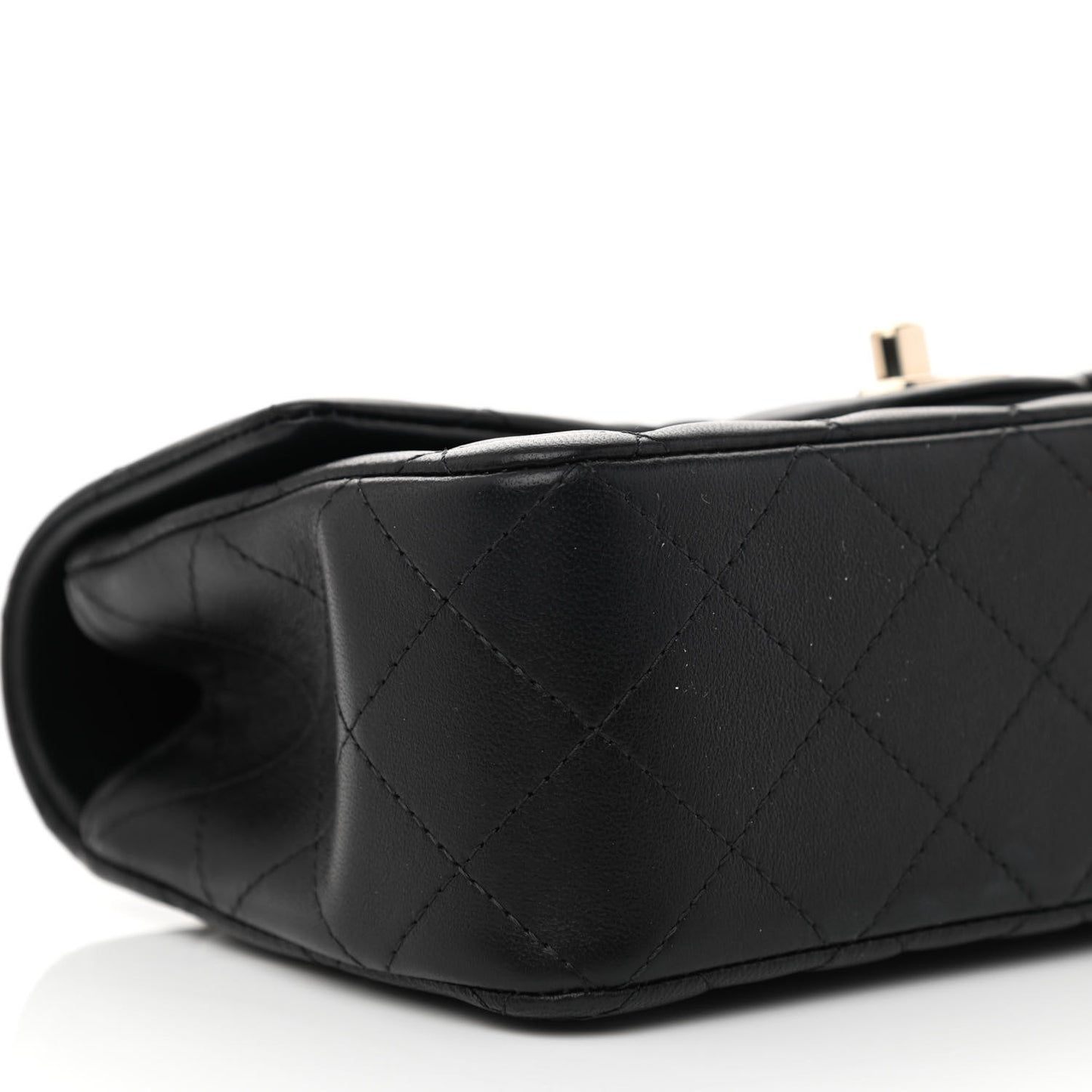 Lambskin Quilted Mini Top Handle Rectangular Flap Black