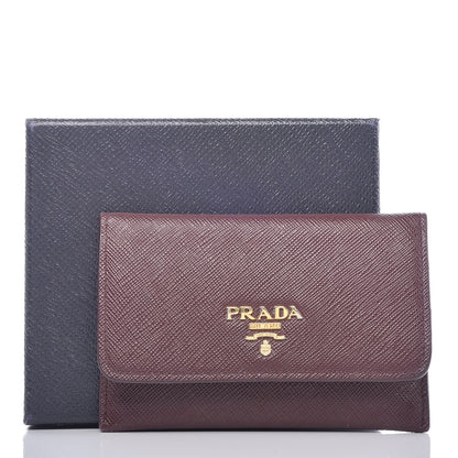 Prada Saffiano Metal Flap Wallet Granato 9 of 9