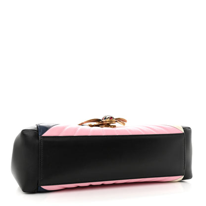 Gucci Calfskin Bamboo Trapuntata Queen Margaret Top Handle Bag Blue Agata Hibiscus Red Mystic White Sugar Pink 4 of 12