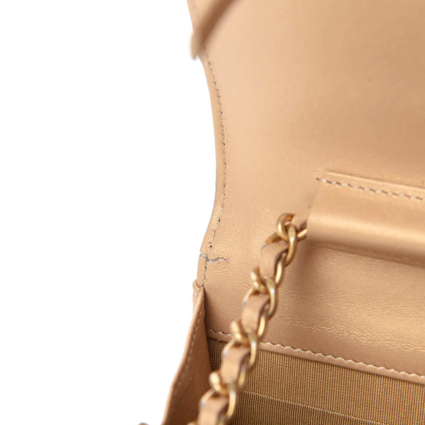 Metallic Galuchat Stingray Lambskin Boy Wallet On Chain WOC Gold