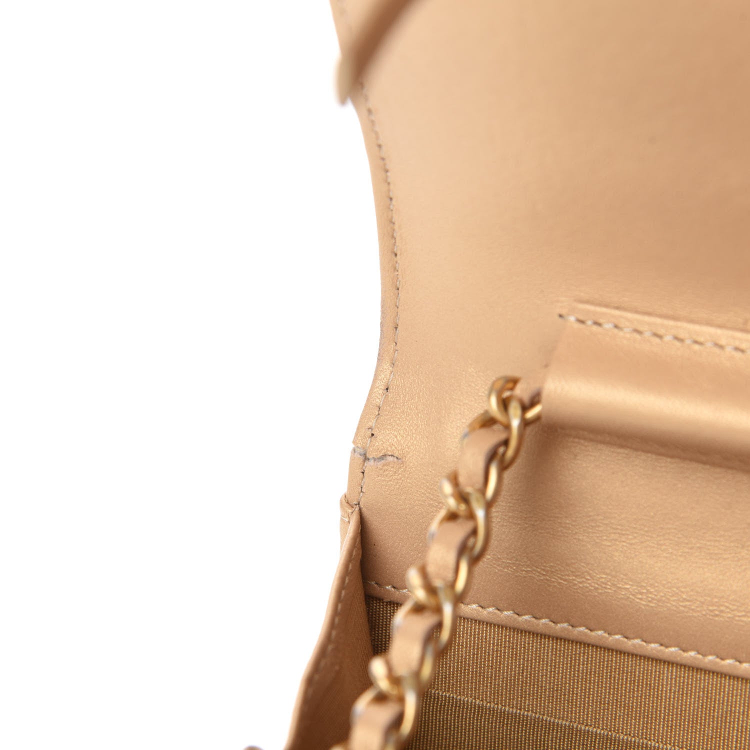 Chanel Metallic Galuchat Stingray Lambskin Boy Wallet On Chain WOC Gold 8 of 15